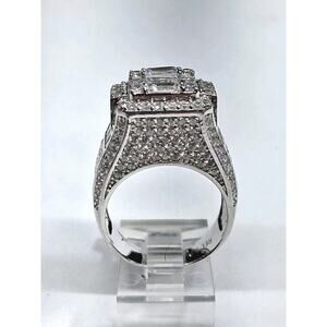 Large Unique Sterling Silver Statement Ring - Size 9.5 - Rhodium Plated -